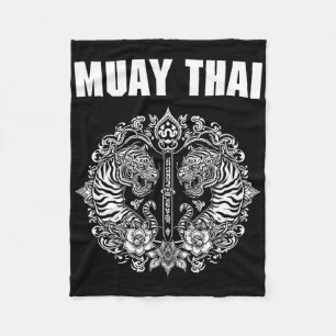 Sak Yant Muay Thai Kunst Tattoo Twin Tiger Kickbox Fleece Deken