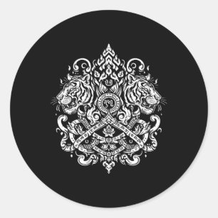 Sak Yant Muay Thai MMA Tattoo Twin Tiger Martial A Ronde Sticker