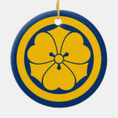 Sakai Mon Japans samurai geel op blauw Keramisch Ornament (Achterkant)