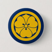 Sakai Mon Japans samurai geel op blauw Ronde Button 5,7 Cm (Voorkant)