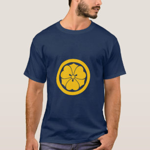 Sakai Mon Japanse samurai clan geel op zwarte T- T-shirt