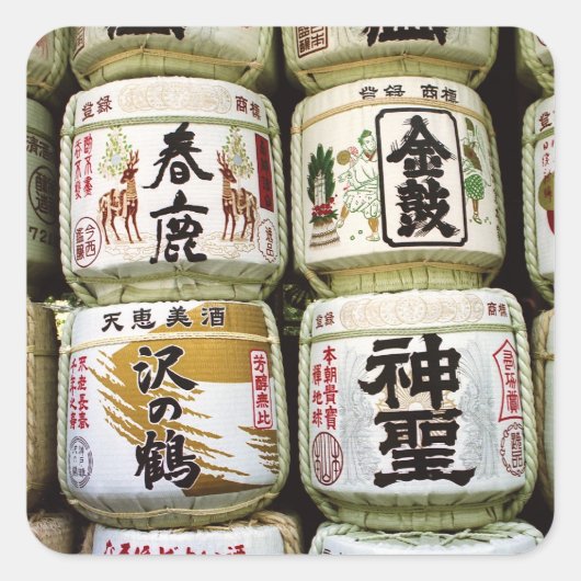Sake Barrels van Nara Vierkante Sticker (Voorkant)