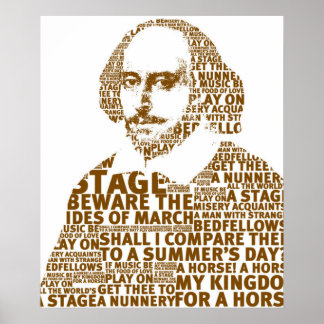 Sakespeare tekst ontwerp bruin poster