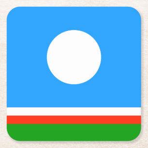 Sakha-vlag Vierkante Kartonnen Onderzetter