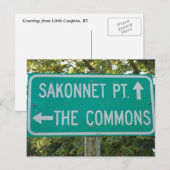 Sakonnet Point, de Commons, Little Compton, RI Briefkaart (Voorkant / Achterkant)