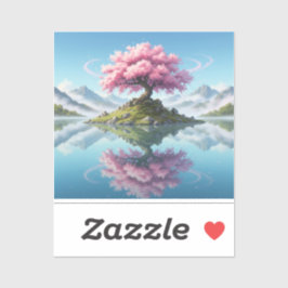 Sakora tree in In the middle of a lake.mountains Sticker
