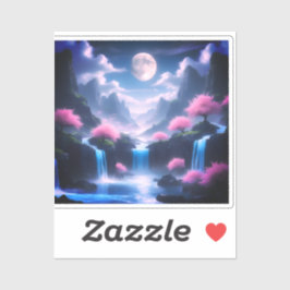 Sakora tree-Moonlit Waterfall with Cherr-pink Sticker