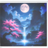 Sakora tree -Moonlit Waterfall with Cherry-nature Sticker (Voorkant)
