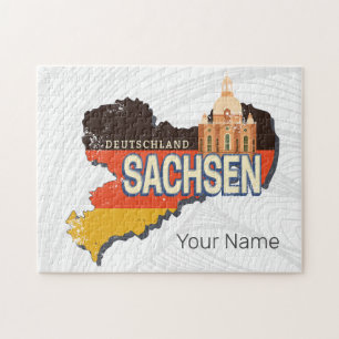 Saksen Duitsland Retro State Kaart Souvenir Legpuzzel