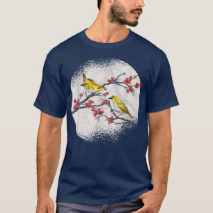 Sakura Bird Dierenvriend Birdwatch Cherry Bloss T-shirt
