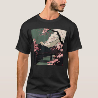 Sakura Bliss Japanese Cherry Blossom River en Bri T-shirt