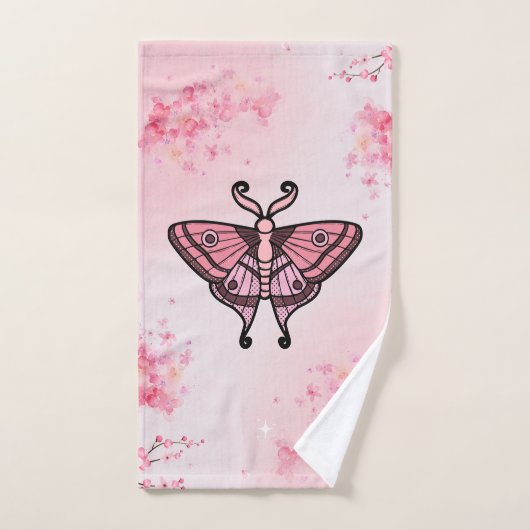 Sakura Bliss, Pink Moth, Arrière - plan Sakura (Serviette à main)