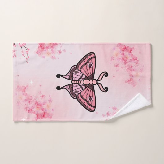 Sakura Bliss, Pink Moth, Arrière - plan Sakura (Serviette à main)