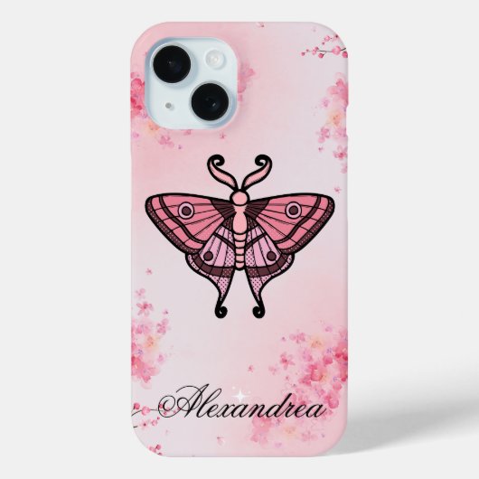 Sakura Bliss, Roze Moth, Sakura achtergrond Case-Mate iPhone Case (Achterkant)