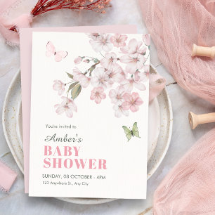 Sakura bloemen babyshower kaart