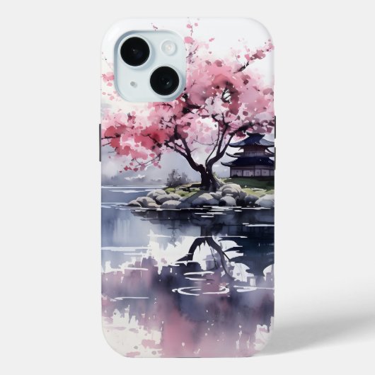 Sakura Blooming over het meer Case-Mate iPhone Case (Achterkant)