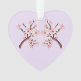 Sakura Blossom Branch Heart Acrylic Ornament