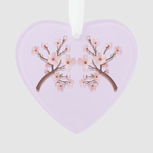 Sakura Blossom Branch Heart Acrylic Ornament (voorkant)