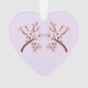Sakura Blossom Branche Ornement acrylique cardiaqu