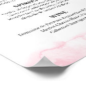 Sakura Blossom Calligraphy Wedding Bar Menu Sign Poster (Hoek)