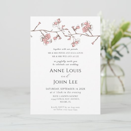 Sakura Blossom Faire-part de mariage (Debout devant)