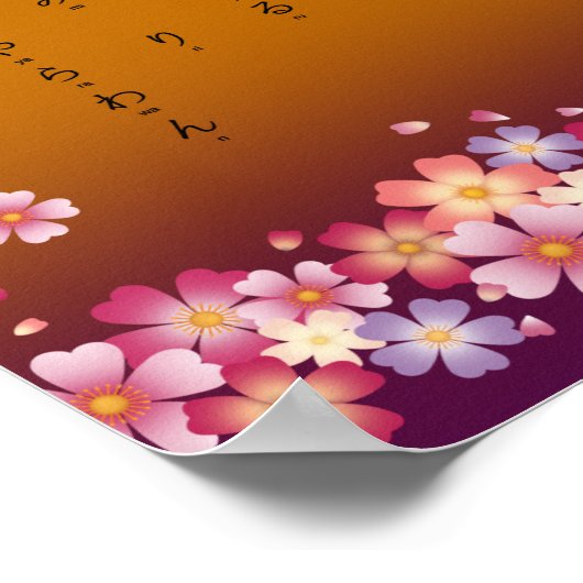Sakura Blossom Hiragana Katakana Japanse student Poster (Hoek)