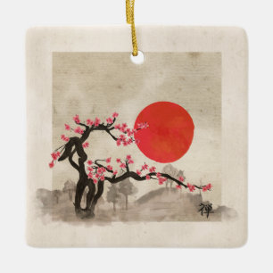 Sakura Blossom Landscape Zen hieroglyph Keramisch Ornament
