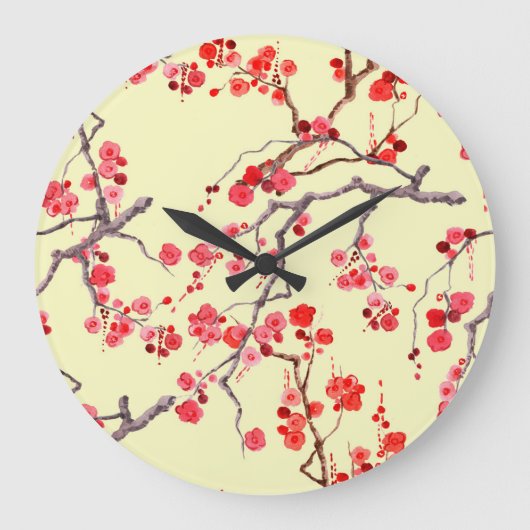 Sakura Blossom Waterverf Naadloos Patroon Grote Klok (Voorkant)