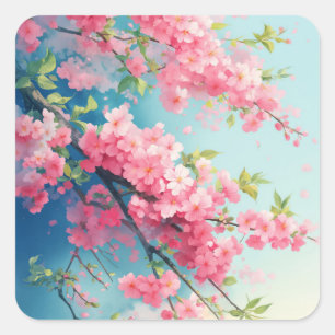 Sakura Blozen van de Lente Vierkante Sticker