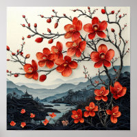 Sakura boom papierkunst Japanse Kersenbloesemprent