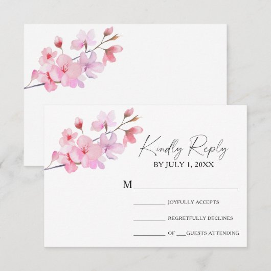 Sakura - Carte de réponse de mariage (Devant / Derrière)