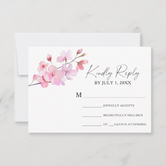 Sakura - Carte RSVP de mariage (Devant)