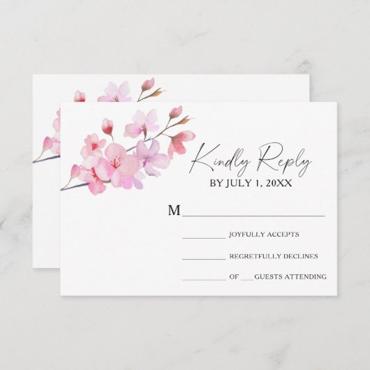 Sakura - Carte RSVP de mariage (Devant / Derrière)