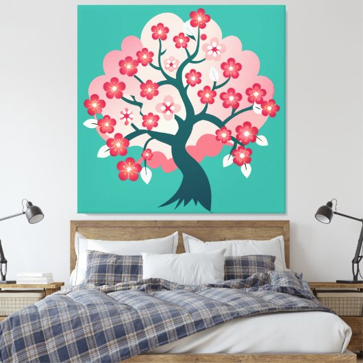 Sakura Cascade Canvas Afdruk (Insitu (Slaapkamer))