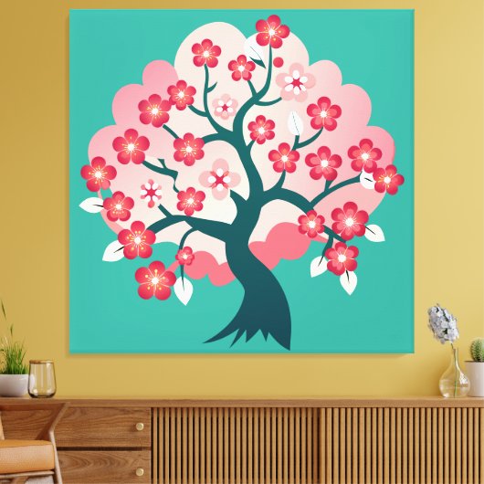 Sakura Cascade Canvas Afdruk (Insitu (Woonkamer))