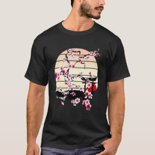  Sakura Cherry Blossom Art Retro op zonsondergang T-shirt