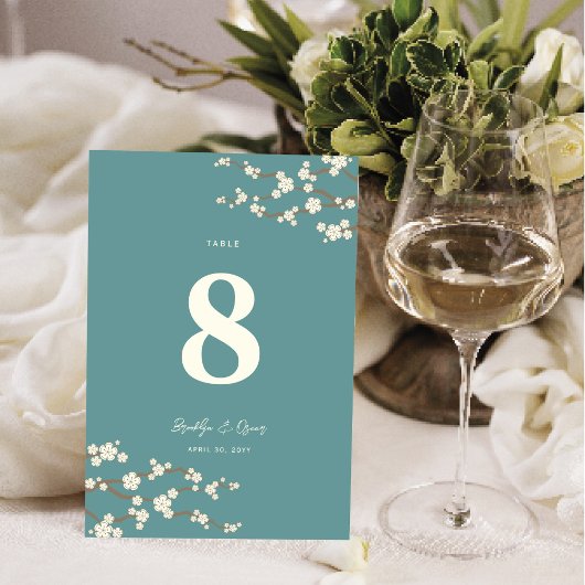 Sakura Cherry Blossom Asian Wedding Table Number Kaart