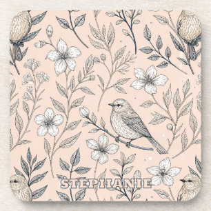  Sakura Cherry Blossom & Bird Aesthetic 3 Bier Onderzetter