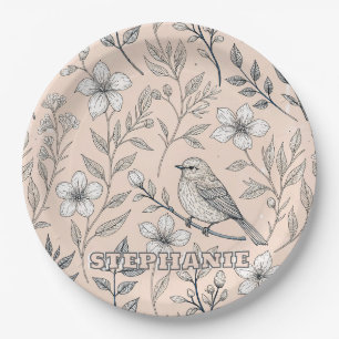 Sakura Cherry Blossom & Bird Aesthetic 3 Papieren Bordje
