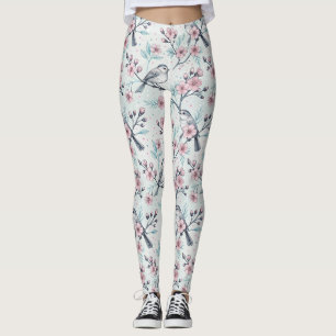 Sakura Cherry Blossom & Bird Aesthetic 4 Leggings