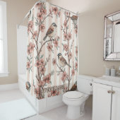  Sakura Cherry Blossom & Bird Aesthetic 6 Douchegordijn (In situ)