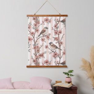 Sakura Cherry Blossom & Bird Aesthetic 6 Hangend Wandkleed