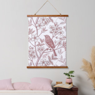 Sakura Cherry Blossom & Bird Esthetisch 1 Hangend Wandkleed