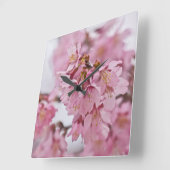 Sakura Cherry Blossom Bleek Pink Vierkante Klok (Hoek)
