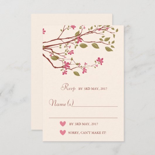 Sakura/Cherry Blossom Branch Wedding RSVP (Voorkant / Achterkant)