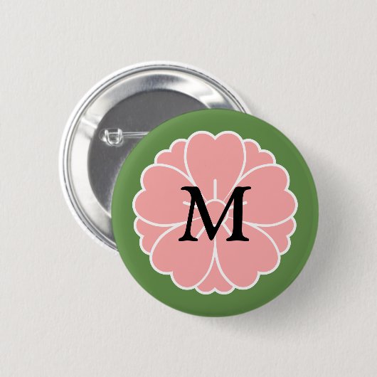 Sakura Cherry Blossom Crest: Monogram Ronde Button 5,7 Cm (Voorkant /achterkant)