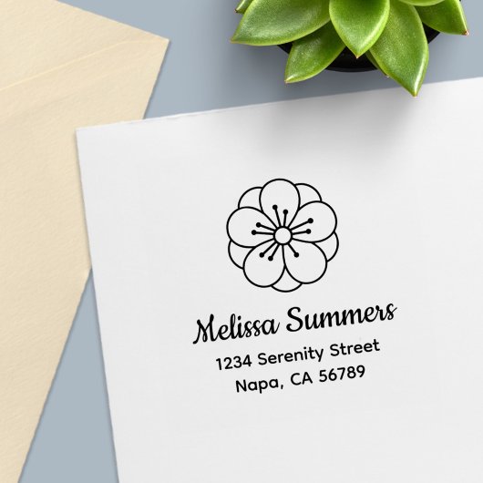Sakura Cherry Blossom Flower Address Zelfinktende Stempel
