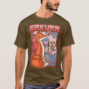 Sakura Cherry Blossom Fox Animal voor Japanse Cult T-shirt