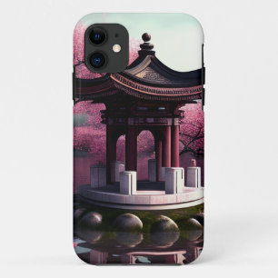 Sakura Cherry Blossom Garden Shrine Pond Japans iPhone 11 Hoesje