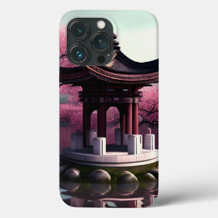 Sakura Cherry Blossom Garden Shrine Pond Japans iPhone 13 Pro Hoesje